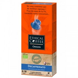 Decaffeinato Organic biodegradable capsules compatible Nespresso ® Ethical coffee