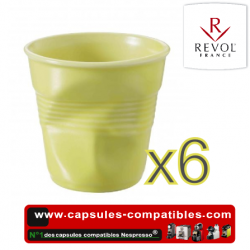Set of 6 espresso cups crumpled Revol satin yellow
