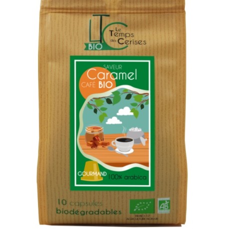 Capsules Saveur Caramel compatibles Nespresso ® bio compostable, Le Temps des Cerises