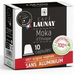 Organic Capsules, Mocha from Ethiopia compatible with Nespresso from Café Launay