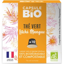Capsules bio Thé Vert Litchi Mangue Bio compatibles Nespresso ®