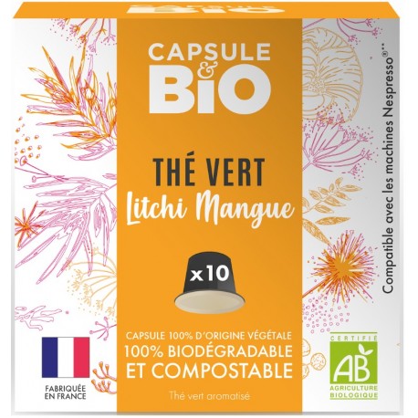 Capsules bio Thé Vert Litchi Mangue Bio compatibles Nespresso ®