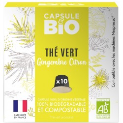 Capsules bio Thé Vert Gingembre Citron Bio compatibles Nespresso ®