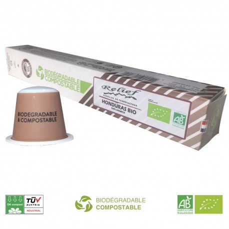 Capsules Biodégradables Honduras Bio compatibles Nespresso ® Relief