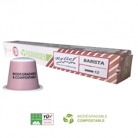 Capsules Biodégradables Barista compatibles Nespresso ® Relief