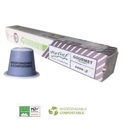 Biodegradable Gourmet capsules compatible with Nespresso ® Relief
