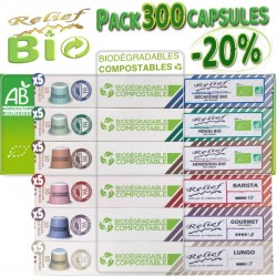 -20% on the pack of 300 Nespresso ® compatible biodegradable capsules from Relief