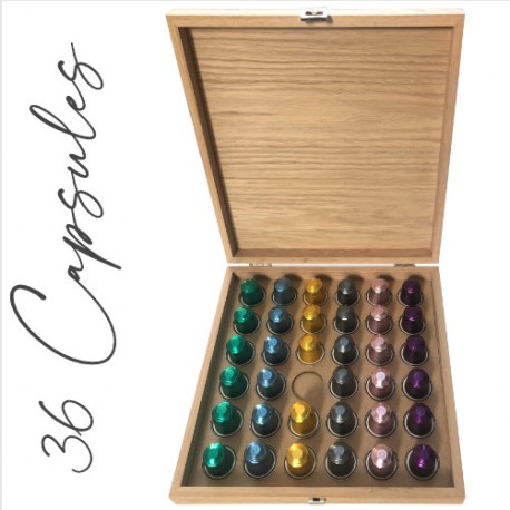 Coffret bois 36 capsules Nespresso ®