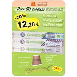 Pack Découverte 60 capsules biodégradables compatibles Nespresso ®