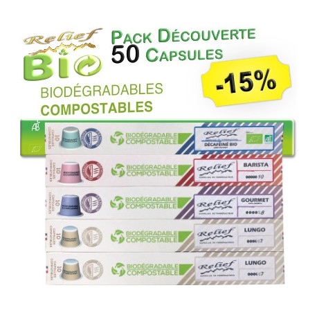 Discovery Pack 50 Nespresso ® compatible biodegradable capsules