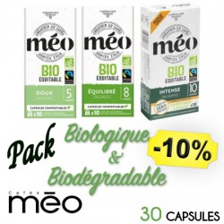 Packs de 30 capsules découvertes Méo Bio compatibles Nespresso ®