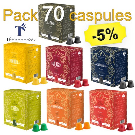 -5% on the pack of 70 Teespresso compatible capsules Nespresso ® compatible