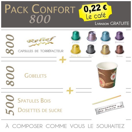 Pack Confort 800 capsules RELIEF compatibles Nespresso ®