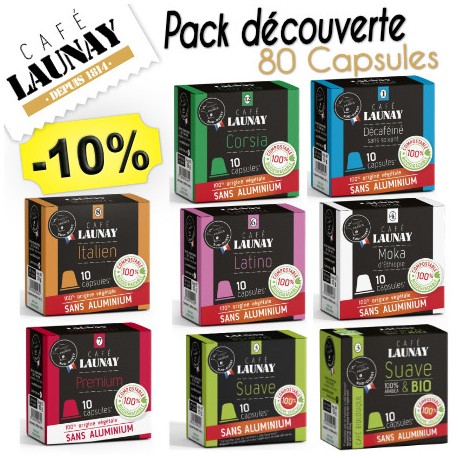 Pack 80 capsules Café Launay compatibles nespresso