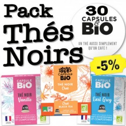 Pack de 30 capsules thé noir pour cafetière nespresso