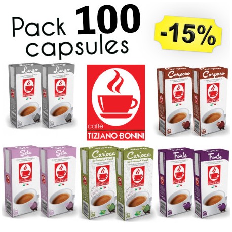 Pack 100 capsules Bonini compatibles Nespresso ®