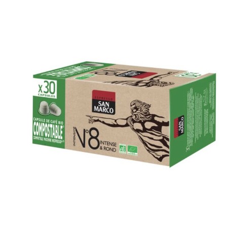 Nespresso ® compatible San Marco N°8 Intense and Round Bio capsules