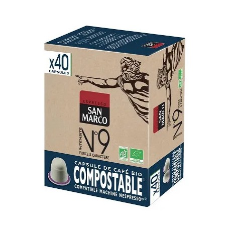Nespresso ® compatible San Marco N°8 Intense and Round Bio capsules