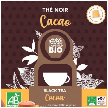Nespresso ® compatible black tea and cocoa capsules