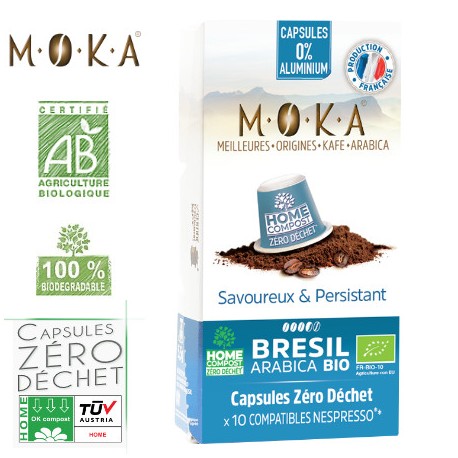 Capsules Brésil Bio compatibles Nespresso ® de Moka