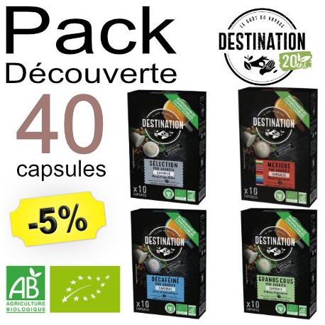 Pack de 40 capsules compatibles Nespresso ® Destination Bio