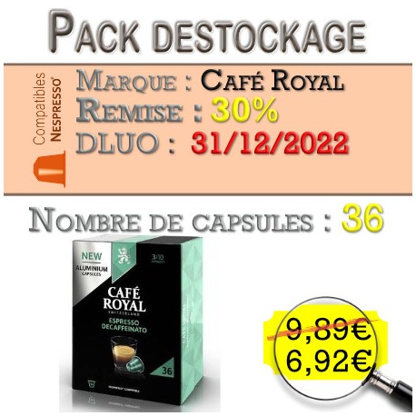 Capsules Café Royal Decaffeinato compatibles Nespresso ®