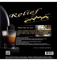 Coconut flavour by Relief, Nespresso® compatible coffee capsules.