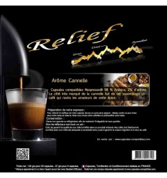 Cinnamon flavour by Relief, Nespresso® compatible coffee capsules.